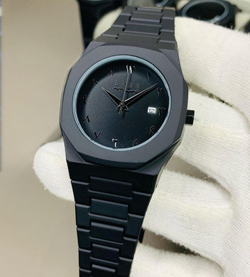 Black Aura Watch Elegant Design Durable Build Comfortable Strap Clear Display Perfect For Daily Wear And Special Occasions